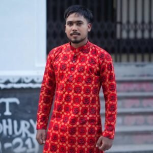 Red Om Puja Panjabi