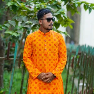 Yellow Om Puja Panjabi Collection