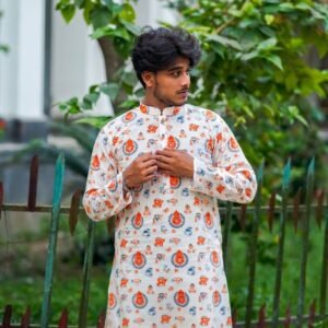 White Ma Puja Panjabi Collection